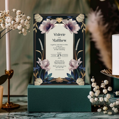 Vintage Royal Floral Elegance Wedding Invitation