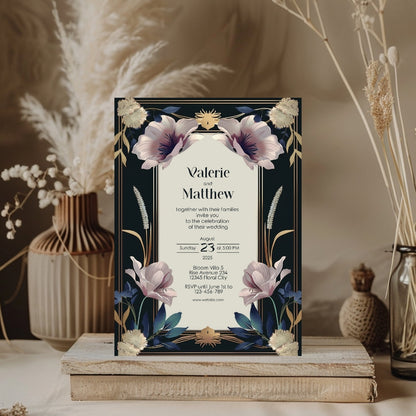 Vintage Royal Floral Elegance Wedding Invitation