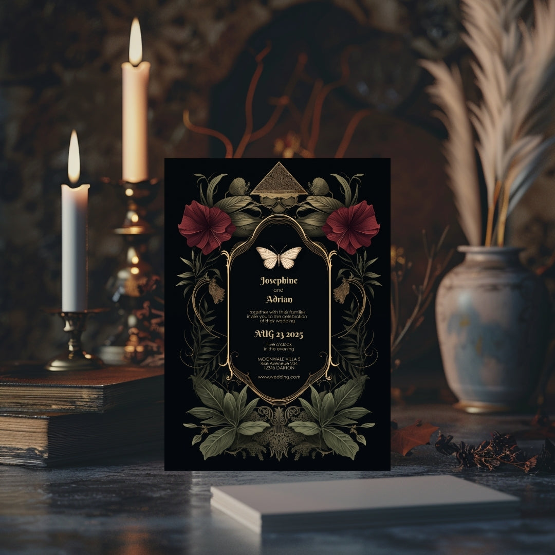 Mystical Rose Gothic Wedding Invitation