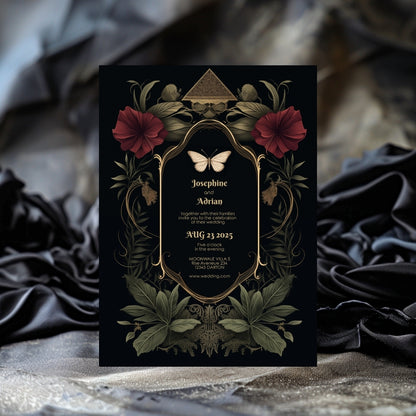 Mystical Rose Gothic Wedding Invitation