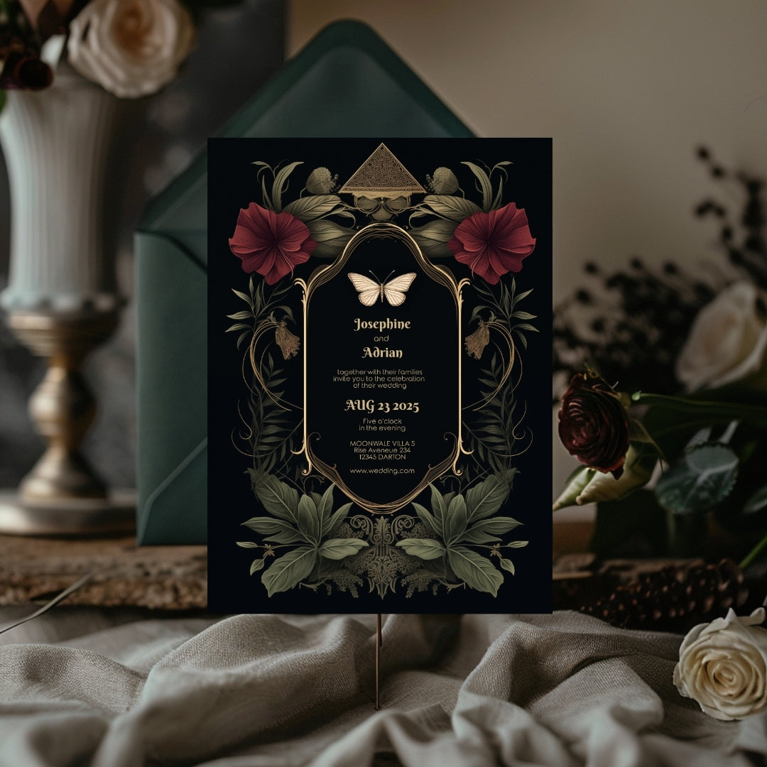 Mystical Rose Gothic Wedding Invitation