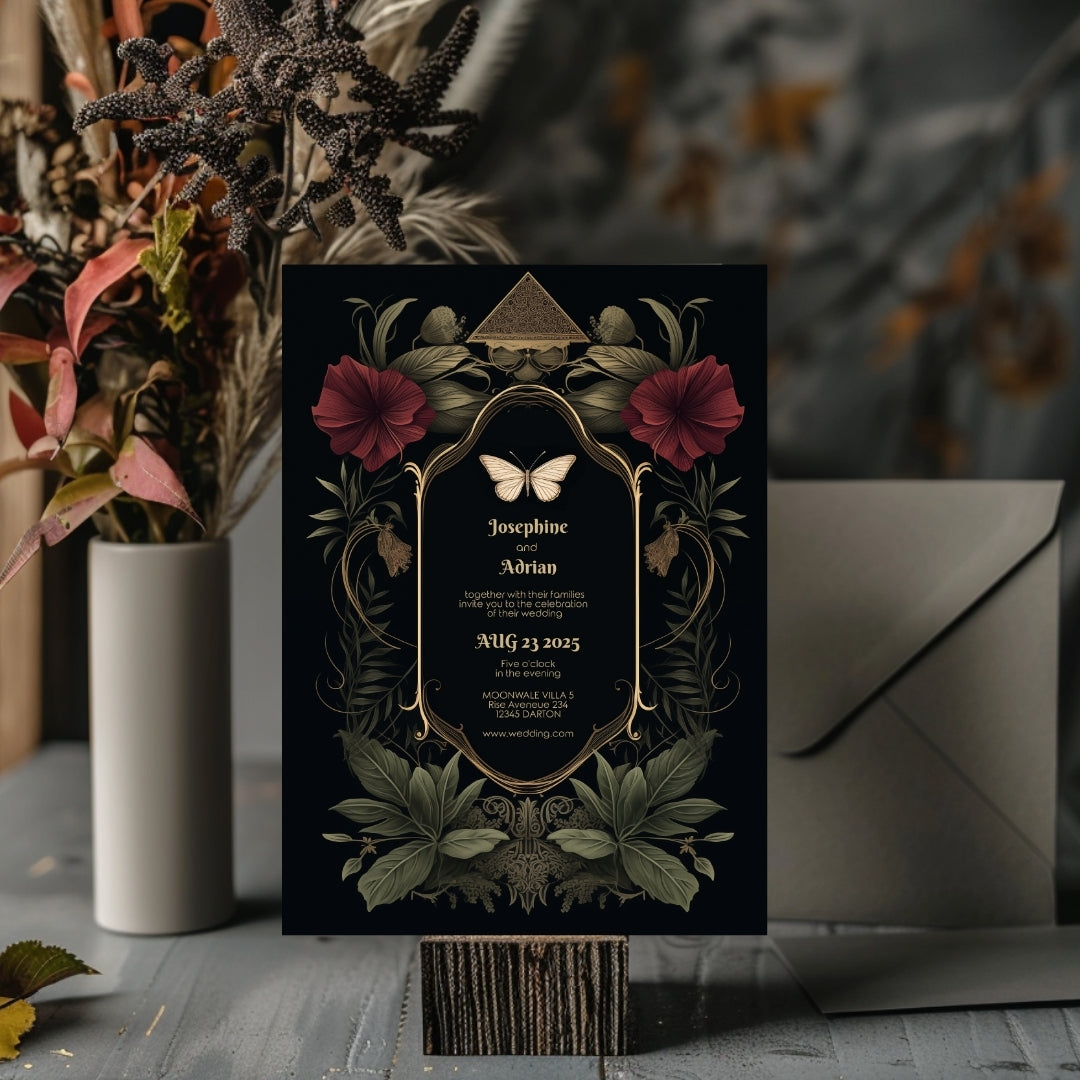 Mystical Rose Gothic Wedding Invitation