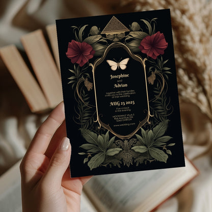 Mystical Rose Gothic Wedding Invitation