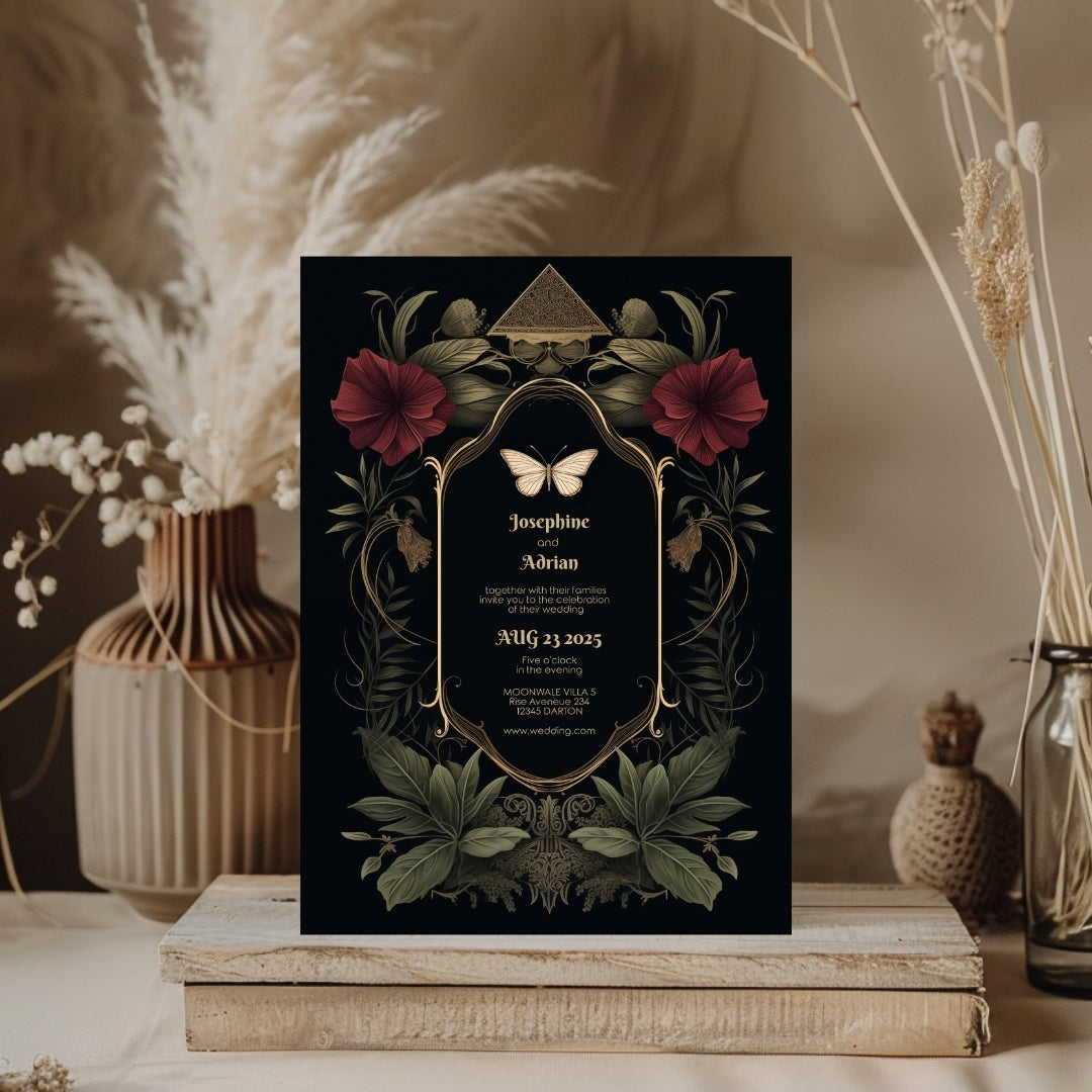 Mystical Rose Gothic Wedding Invitation