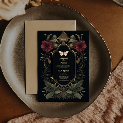 Mystical Rose Gothic Wedding Invitation