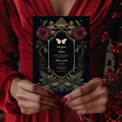 Mystical Rose Gothic Wedding Invitation