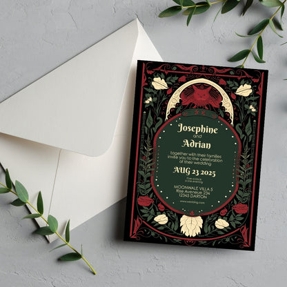 Mystical Enchanted Floral Wedding Invitation