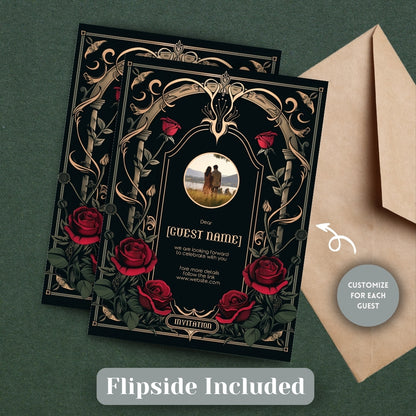 Classic Gothic Rose Wedding Invitation