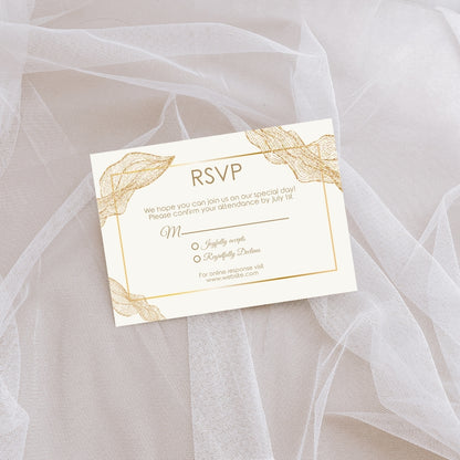 Boho Minimalist Banana Leaves Wedding Invitation Set - 5x7 Invitation, 4x5 Details, 3.5.x5 RSVP