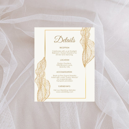 Boho Minimalist Banana Leaves Wedding Invitation Set - 5x7 Invitation, 4x5 Details, 3.5.x5 RSVP