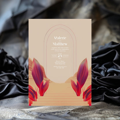 Red Dune Desert Floral Aisle Wedding Invitation