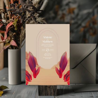 Red Dune Desert Floral Aisle Wedding Invitation