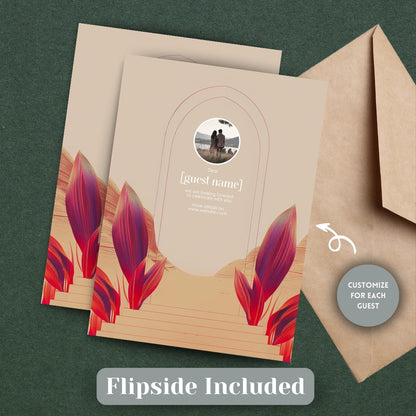 Red Dune Desert Floral Aisle Wedding Invitation