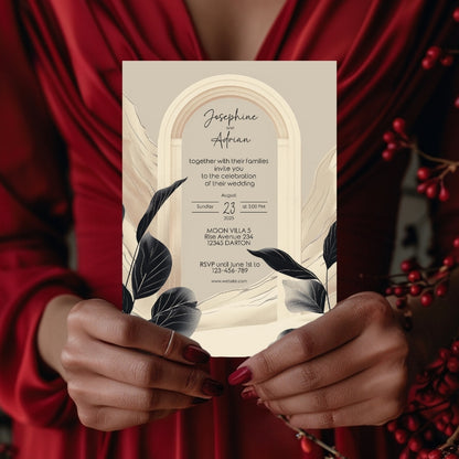 Elegant White Dune Desert Floral Arch Wedding Invitation