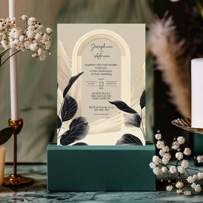 Elegant White Dune Desert Floral Arch Wedding Invitation