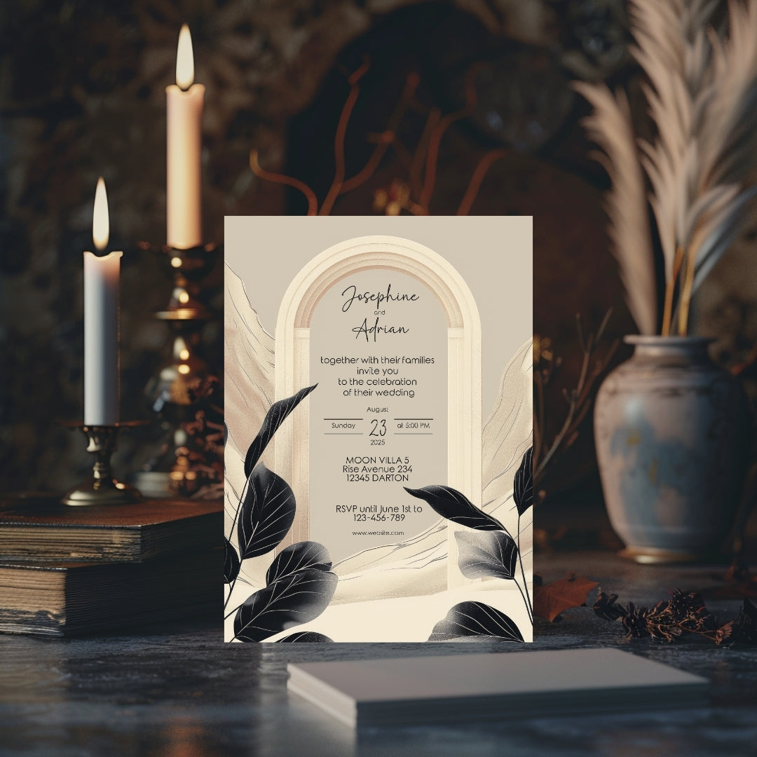 Elegant White Dune Desert Floral Arch Wedding Invitation