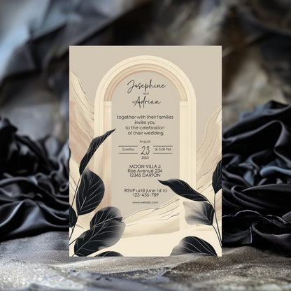 Elegant White Dune Desert Floral Arch Wedding Invitation