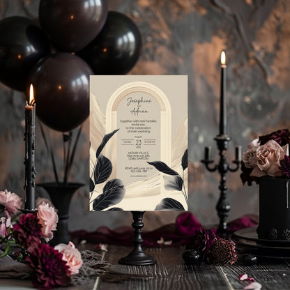 Elegant White Dune Desert Floral Arch Wedding Invitation