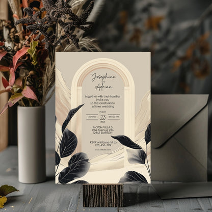 Elegant White Dune Desert Floral Arch Wedding Invitation