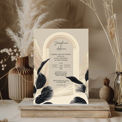 Elegant White Dune Desert Floral Arch Wedding Invitation