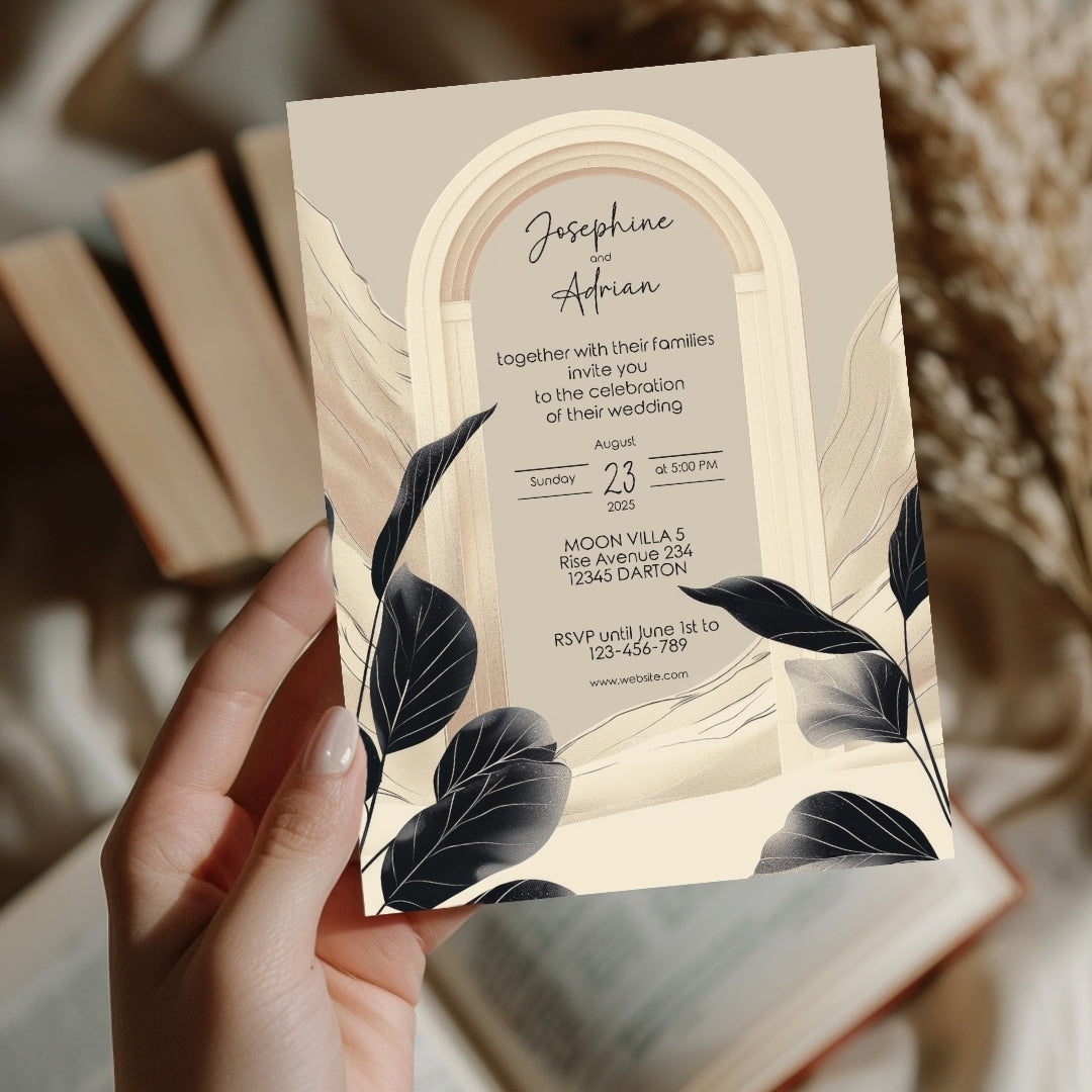 Elegant White Dune Desert Floral Arch Wedding Invitation