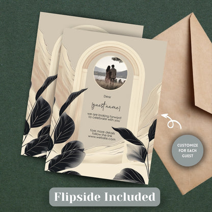 Elegant White Dune Desert Floral Arch Wedding Invitation