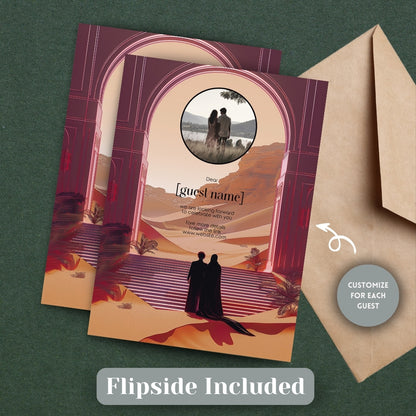 Red Burnt Dune Desert Couple Wedding Invitation