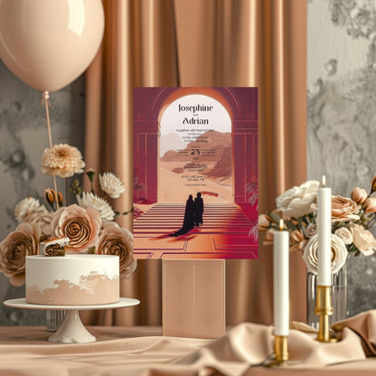 Red Dune Desert Couple Wedding Invitation