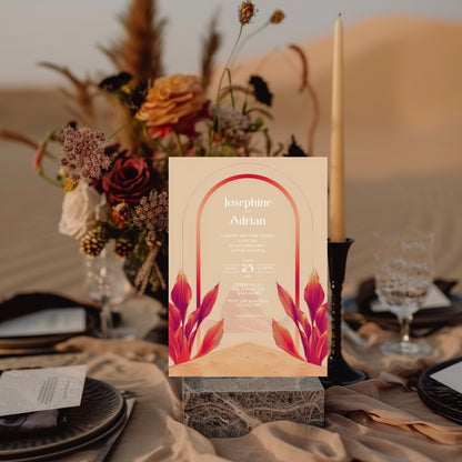 Blush Red Dune Desert Wedding Invitation