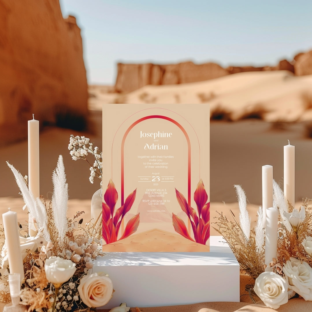 Blush Red Dune Desert Wedding Invitation