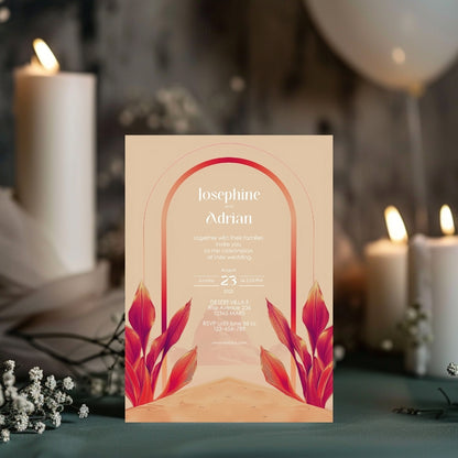 Blush Red Dune Desert Wedding Invitation