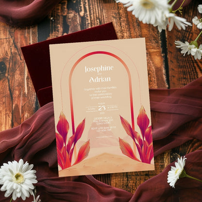 Blush Red Dune Desert Wedding Invitation