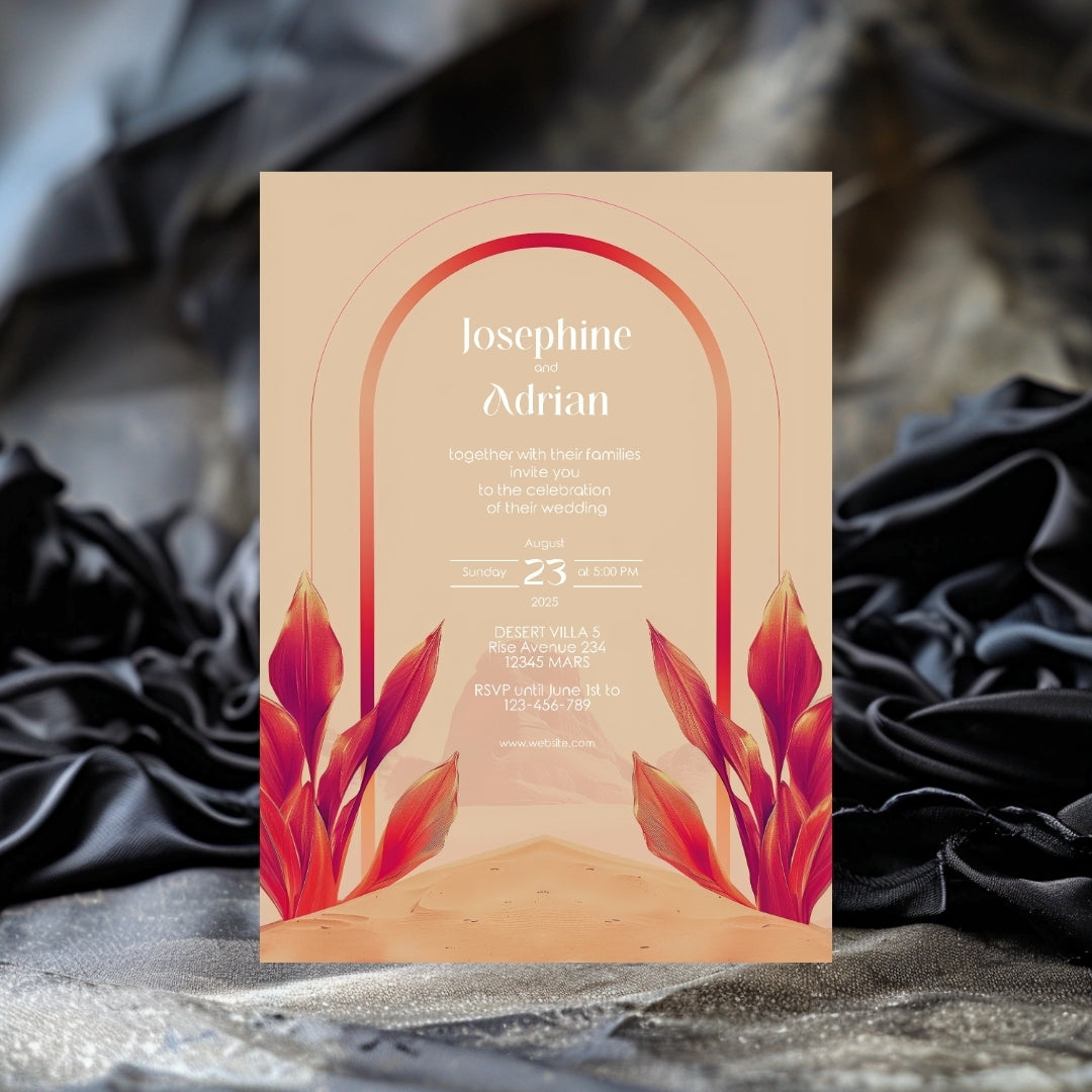 Blush Red Dune Desert Wedding Invitation