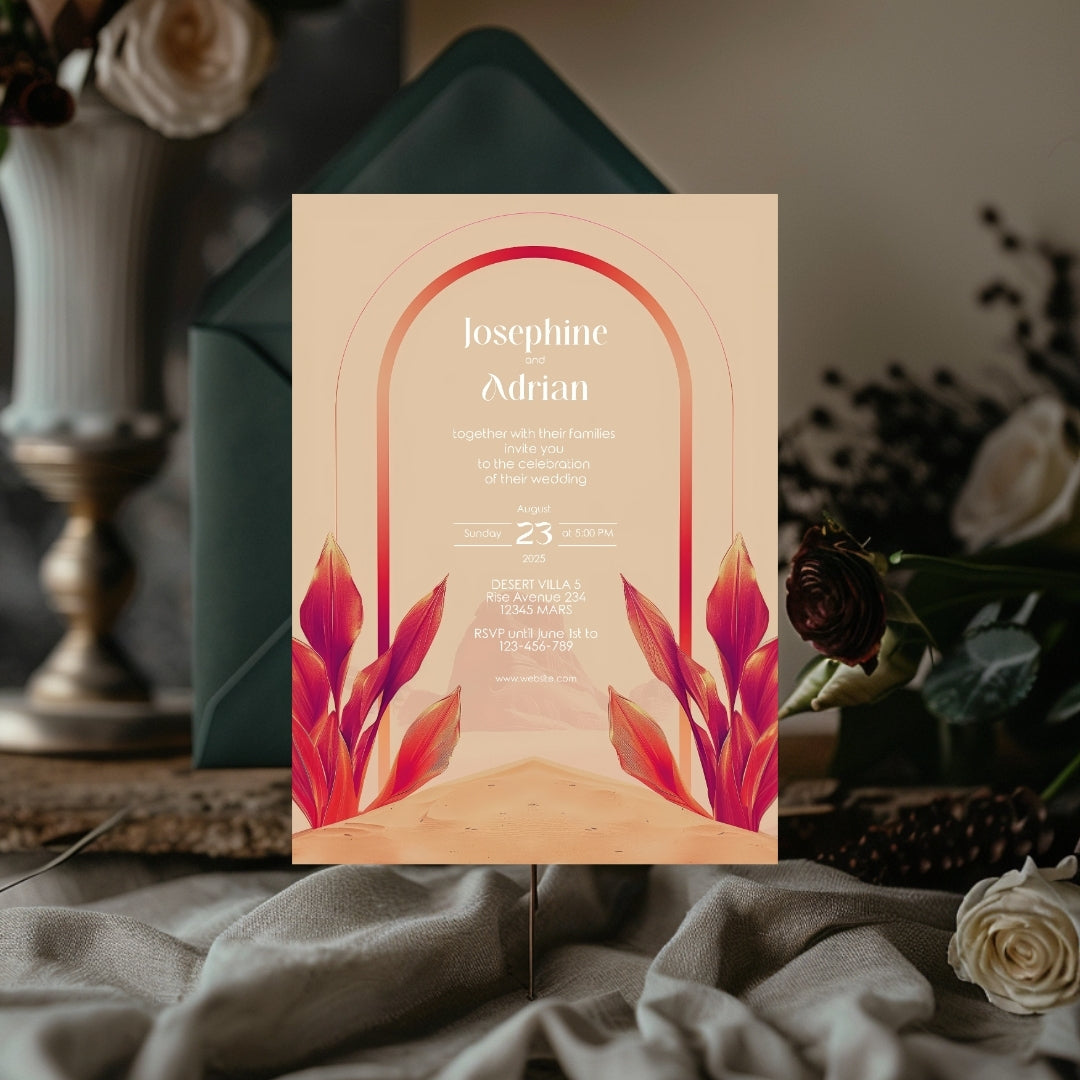 Blush Red Dune Desert Wedding Invitation