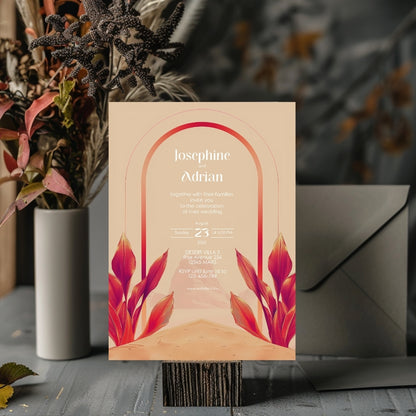 Blush Red Dune Desert Wedding Invitation