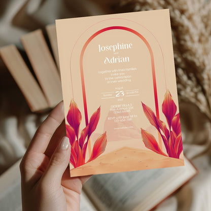 Blush Red Dune Desert Wedding Invitation