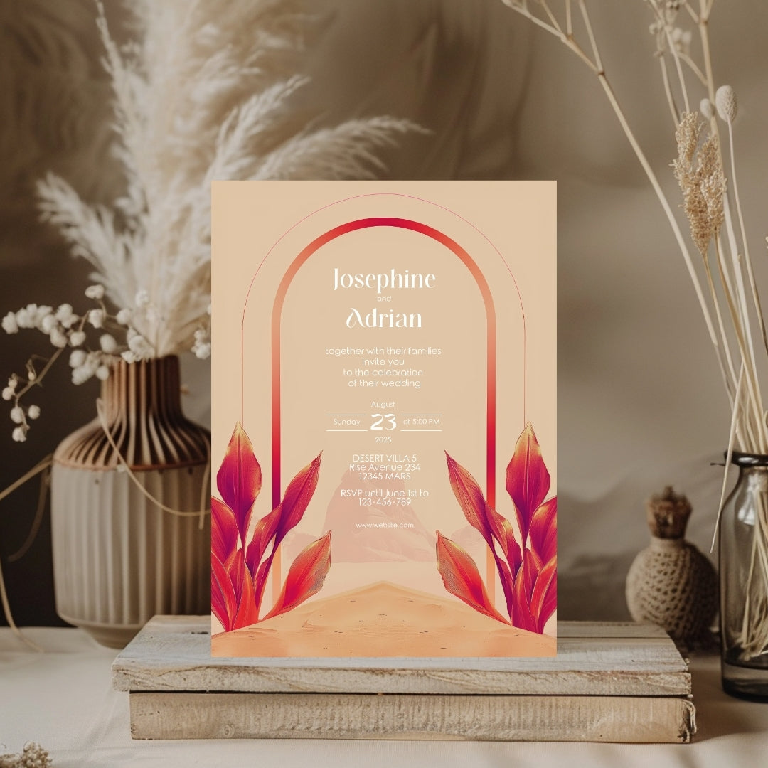 Blush Red Dune Desert Wedding Invitation