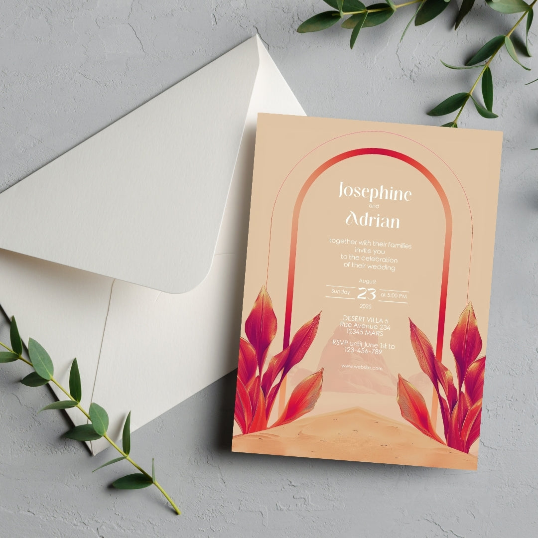 Blush Red Dune Desert Wedding Invitation