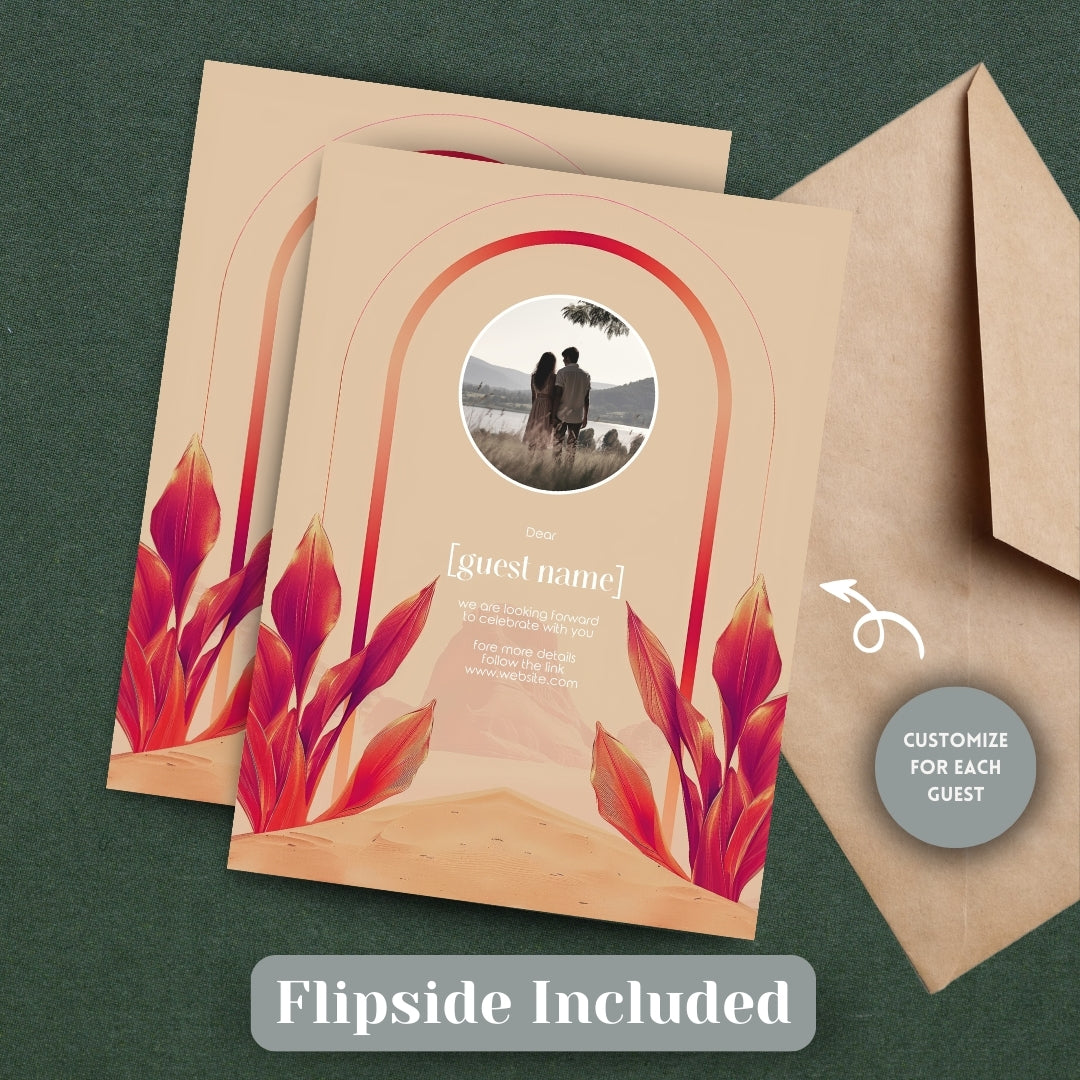 Blush Red Dune Desert Wedding Invitation