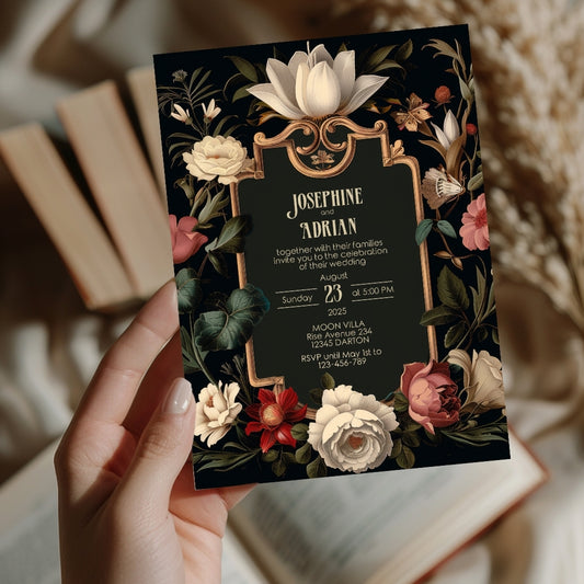 Elegant Vintage Dark Baroque Wedding Invitation