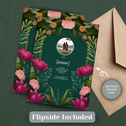 Vivid Floral Vintage Garden Wedding Invitation