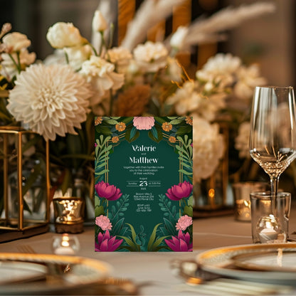 Vivid Floral Vintage Garden Wedding Invitation