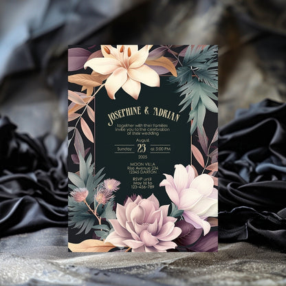 Pink Colorful Floral Wedding Invitation