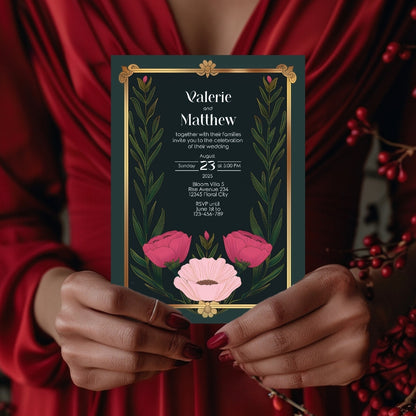 Minimalist Floral Luxe Elegance Wedding Invitation