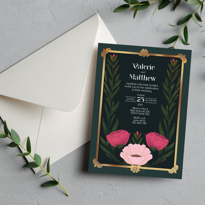 Minimalist Floral Luxe Elegance Wedding Invitation