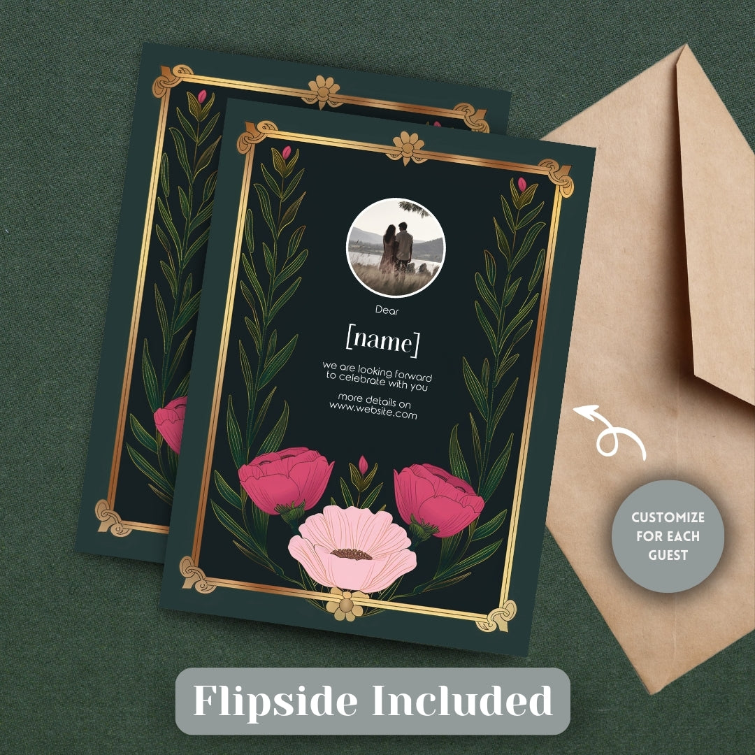 Minimalist Floral Luxe Elegance Wedding Invitation