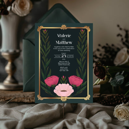 Minimalist Floral Luxe Elegance Wedding Invitation