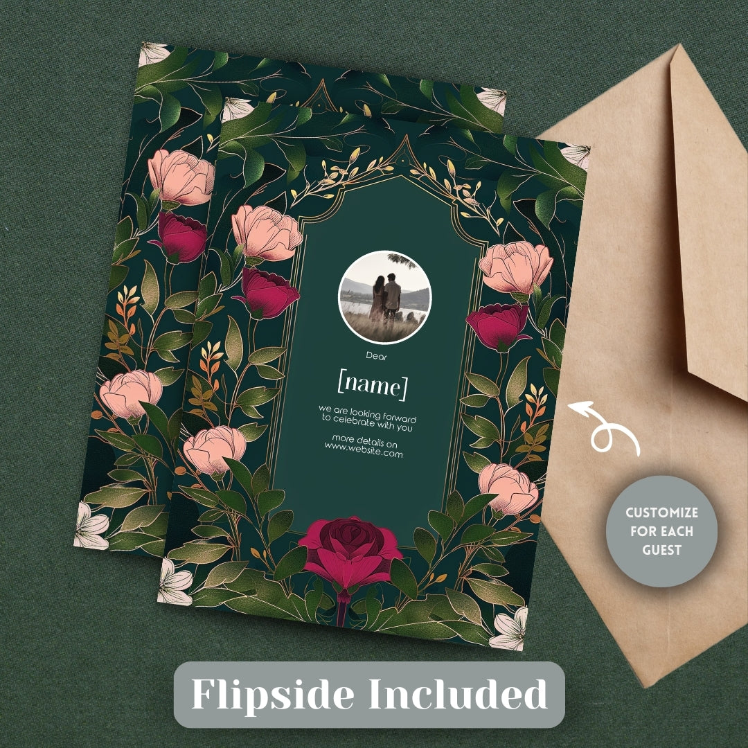 Elegant Pink Floral Vintage Garden Wedding Invitation