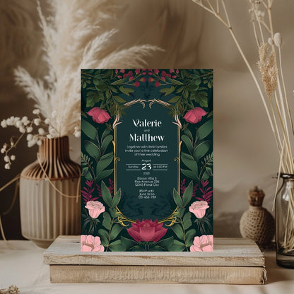 Elegant Floral Vintage Garden Wedding Invitation