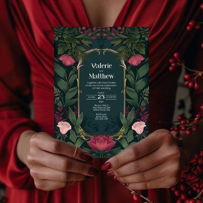 Elegant Floral Vintage Garden Wedding Invitation